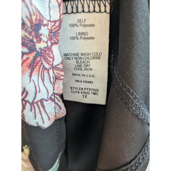 Papermoon Women's 1x Blouse Long Puff Elastic Sleeve Larie Black Floral Fix - Picture 8 of 10